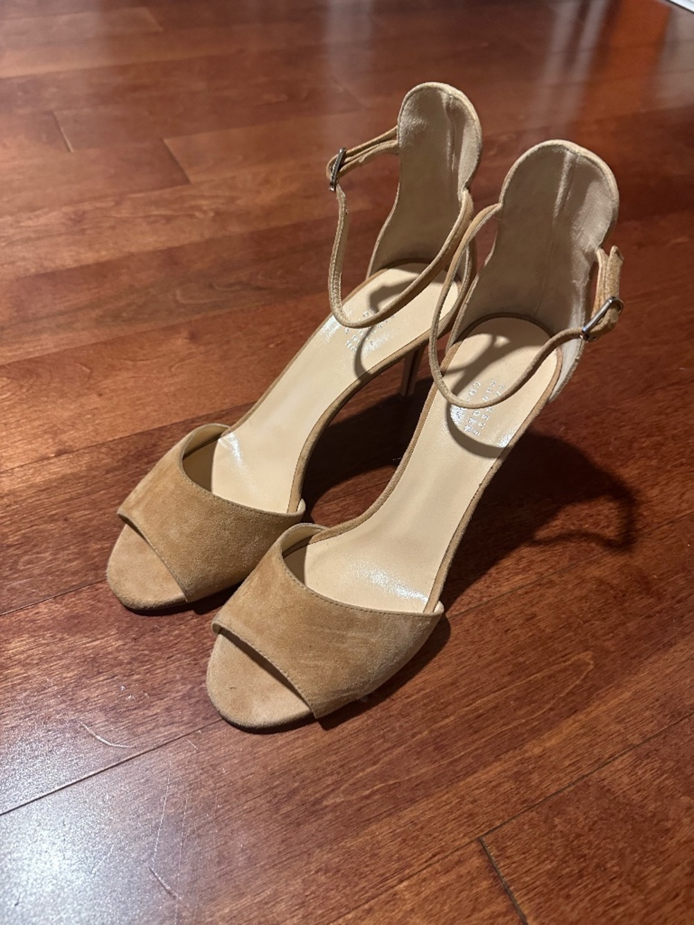 Barneys new york co-op Nude Suede Ankle Strap Open Toe High Heel size 39